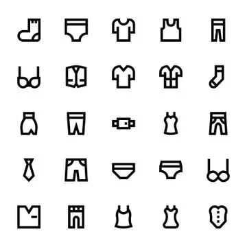 Clothes, Apparel and Garments Vector Icons Stock Illustration