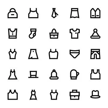 Clothes, Apparel and Garments Vector Icons Set Stock Illustration