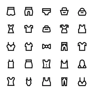 Clothes, Apparel and Garments Vector Icons Collection Stock Illustration