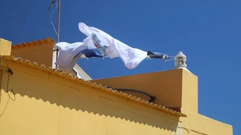 Clothes are drying on a rope Stock Footage 116734478