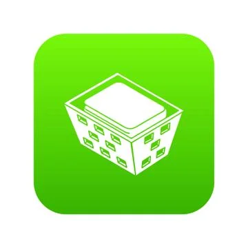 Clothes in basket icon green vector イラスト素材