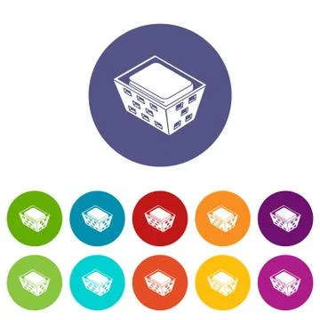 Clothes in basket icons set vector color Stock Illustration