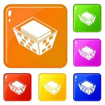 Clothes in basket icons set vector color イラスト素材