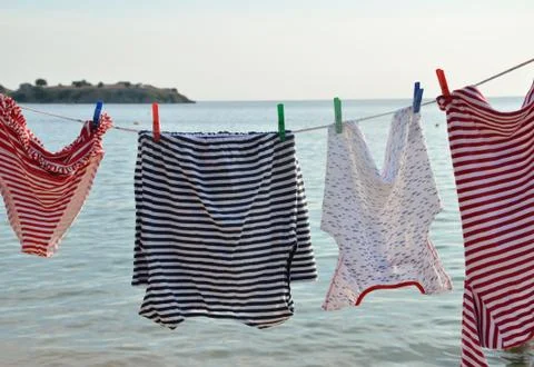 Clothes on the Beach Stock Photos