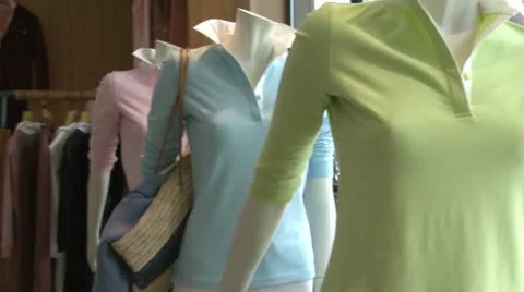 Clothes being display in a designer clothing store (2 of 2) Video stock 10772031