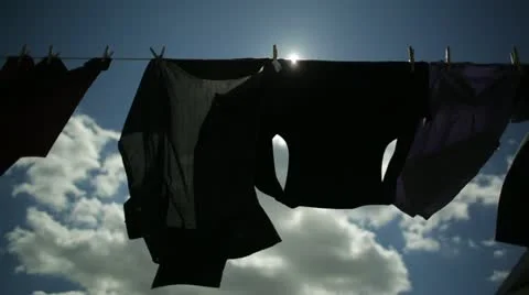 Clothes Blowing on Clothesline Stock-Footage 21458243