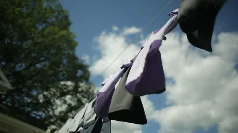 Clothes Blowing on Clothesline Stock Footage 21465939