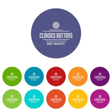Clothes button accessory icons set vector color 스톡 일러스트