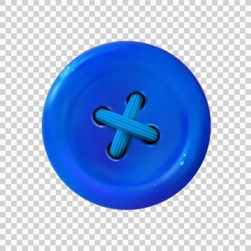 Clothes button, blue icon. Detailed realistic plastic sewing button Stock Illustration