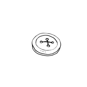 Clothes button contour outline. Accessory, doodle, hand drawn, icon element o Stock Illustration