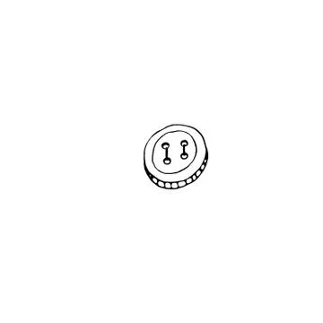 Clothes button contour outline. Accessory, doodle, hand drawn, icon element o Stock Illustration