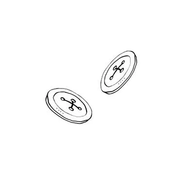 Clothes button contour outline. Accessory, doodle, hand drawn, icon element o Stock Illustration