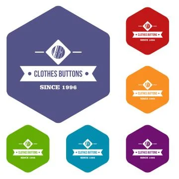 Clothes button element icons vector hexahedron Illustrazione stock