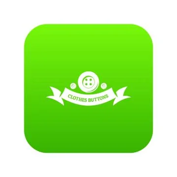 Clothes button fabric icon green vector Stock Illustration
