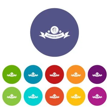 Clothes button fabric icons set vector color 스톡 일러스트