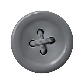Clothes button, grey or gray icon. Detailed realistic plastic sewing button. Stock Illustration