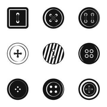 Clothes button icon set, simple style Stock Illustration