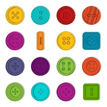 Clothes button icons doodle set Stock Illustration