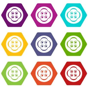 Clothes button icons set 9 vector 스톡 일러스트