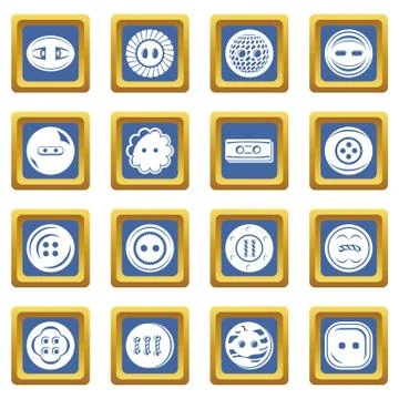 Clothes button icons set blue square vector Stock Illustration
