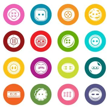 Clothes button icons set colorful circles vector Stock Illustration