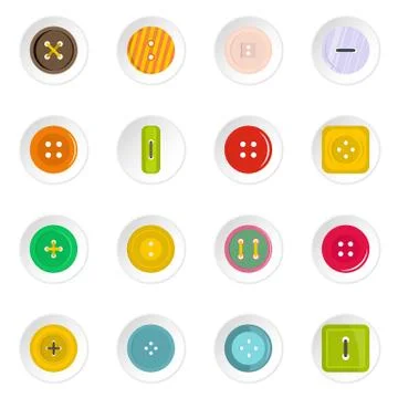 Clothes button icons set in flat style Stock Illustration