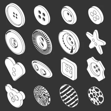 Clothes button icons set grey vector Stock Illustration