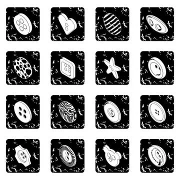 Clothes button icons set grunge vector 스톡 일러스트