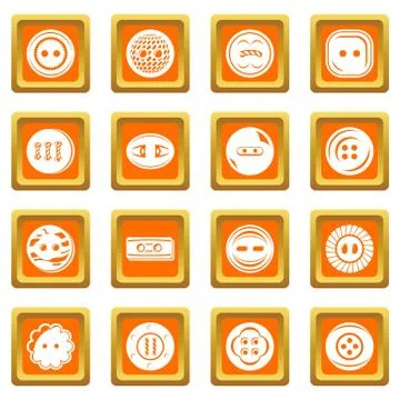 Clothes button icons set orange square vector Stock Illustration