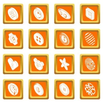 Clothes button icons set orange square vector 스톡 일러스트