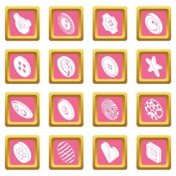 Clothes button icons set pink square vector 스톡 일러스트