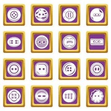 Clothes button icons set purple square vector 스톡 일러스트