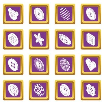 Clothes button icons set purple square vector 스톡 일러스트