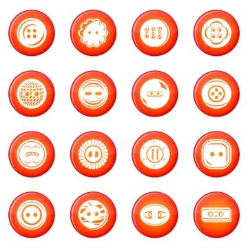 Clothes button icons set red vector Stock Illustration
