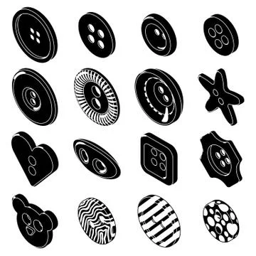 Clothes button icons set, simple style Stock Illustration