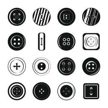 Clothes button icons set, simple style Stock Illustration