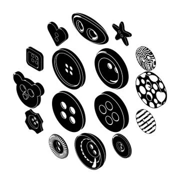 Clothes button icons set, simple style Illustrazione stock