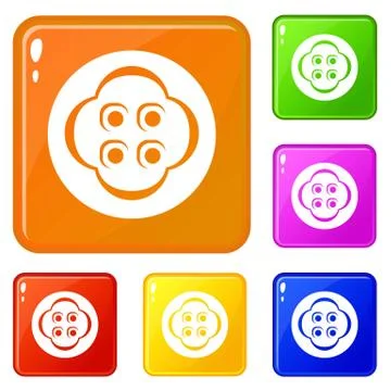 Clothes button icons set vector color 스톡 일러스트