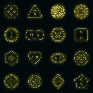 Clothes button icons set vector neon 스톡 일러스트