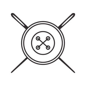 Clothes button with needle isolated icon Stock Illustration