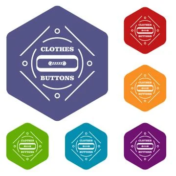 Clothes button plastic icons vector hexahedron Stock Illustration