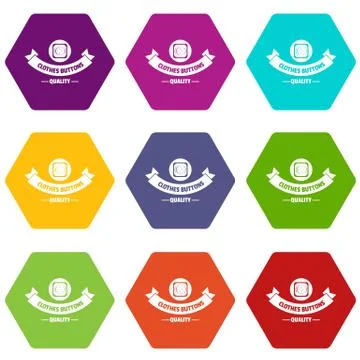 Clothes button retro icons set 9 vector 스톡 일러스트