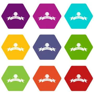 Clothes button round icons set 9 vector 스톡 일러스트