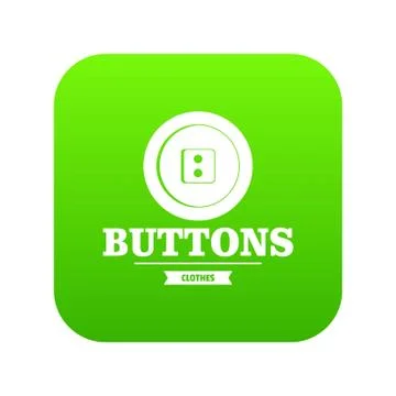 Clothes button textile icon green vector 스톡 일러스트