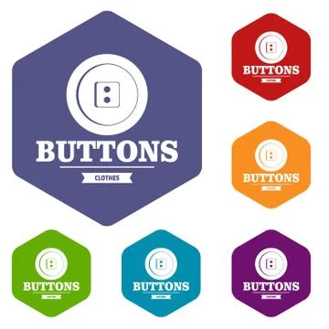 Clothes button textile icons vector hexahedron Stock Illustration