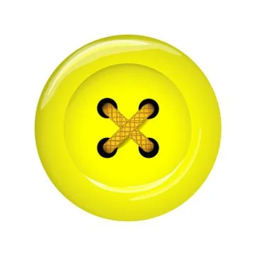 Clothes button, vector icon. Art and crafts in yellow bright colors. Stock Illustration