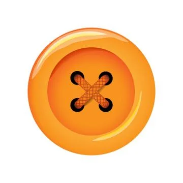 Clothes button, vector icon. Art and crafts in orange bright colors 스톡 일러스트