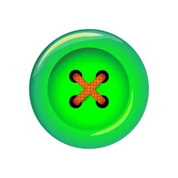 Clothes button, vector icon. Art and crafts in green bright colors. 스톡 일러스트