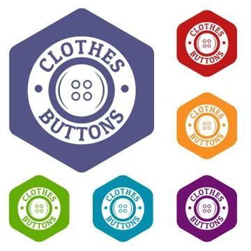 Clothes button vintage icons vector hexahedron Stock Illustration