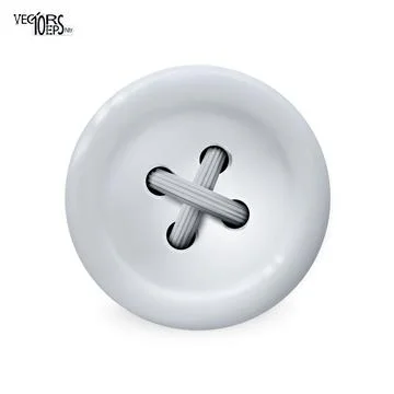 Clothes button, white icon. Detailed realistic plastic sewing button isolated Stock Illustration